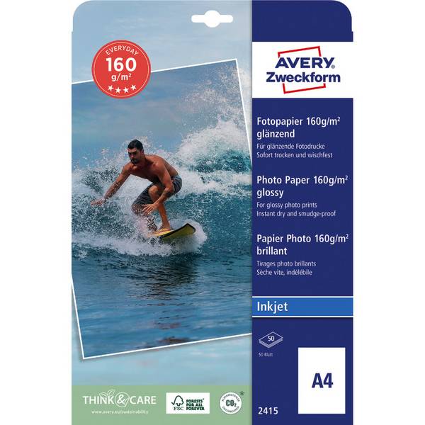AVERY Zweckform Everyday Inkjet Fotopapier, glänzend, DIN A4, 160 g/m²