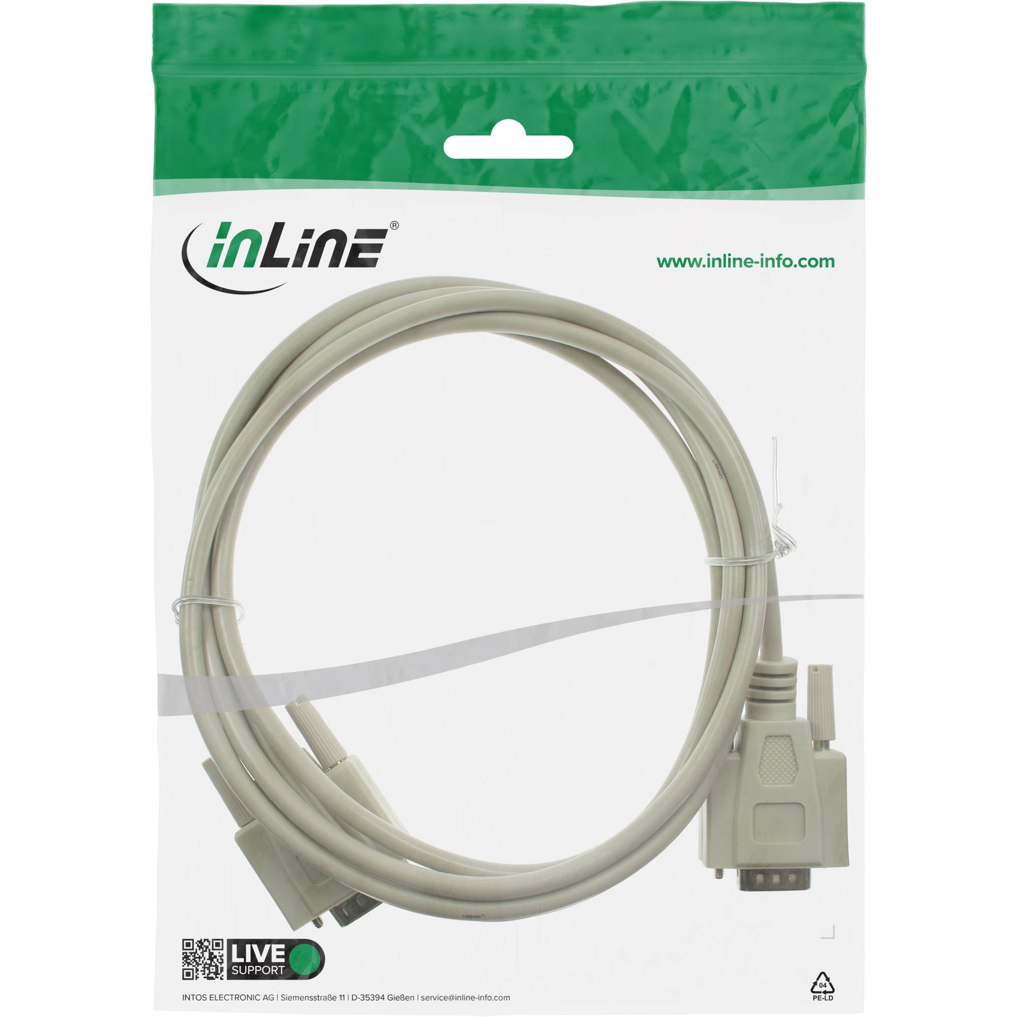 InLine® Serielles Kabel, 9pol Stecker / Stecker, vergossen, 1:1 belegt, 2m-1