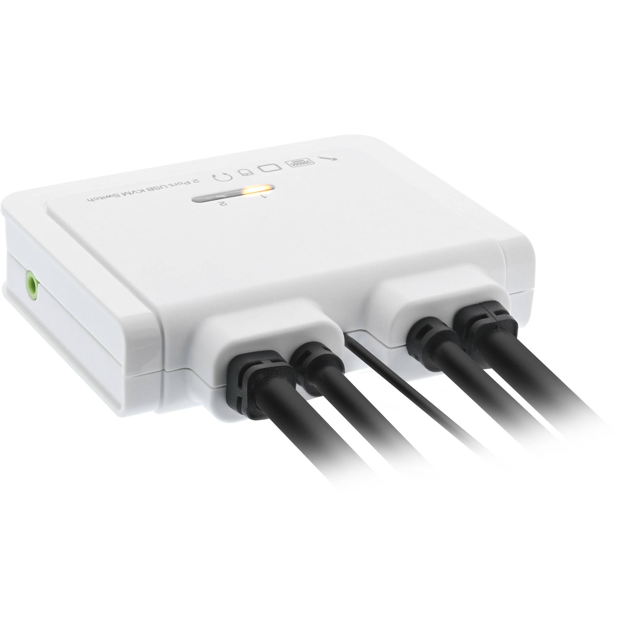 InLine® KVM Switch, 2-fach, Displayport 1.2, 4K, USB, mit Audio, integr. Kabel-1