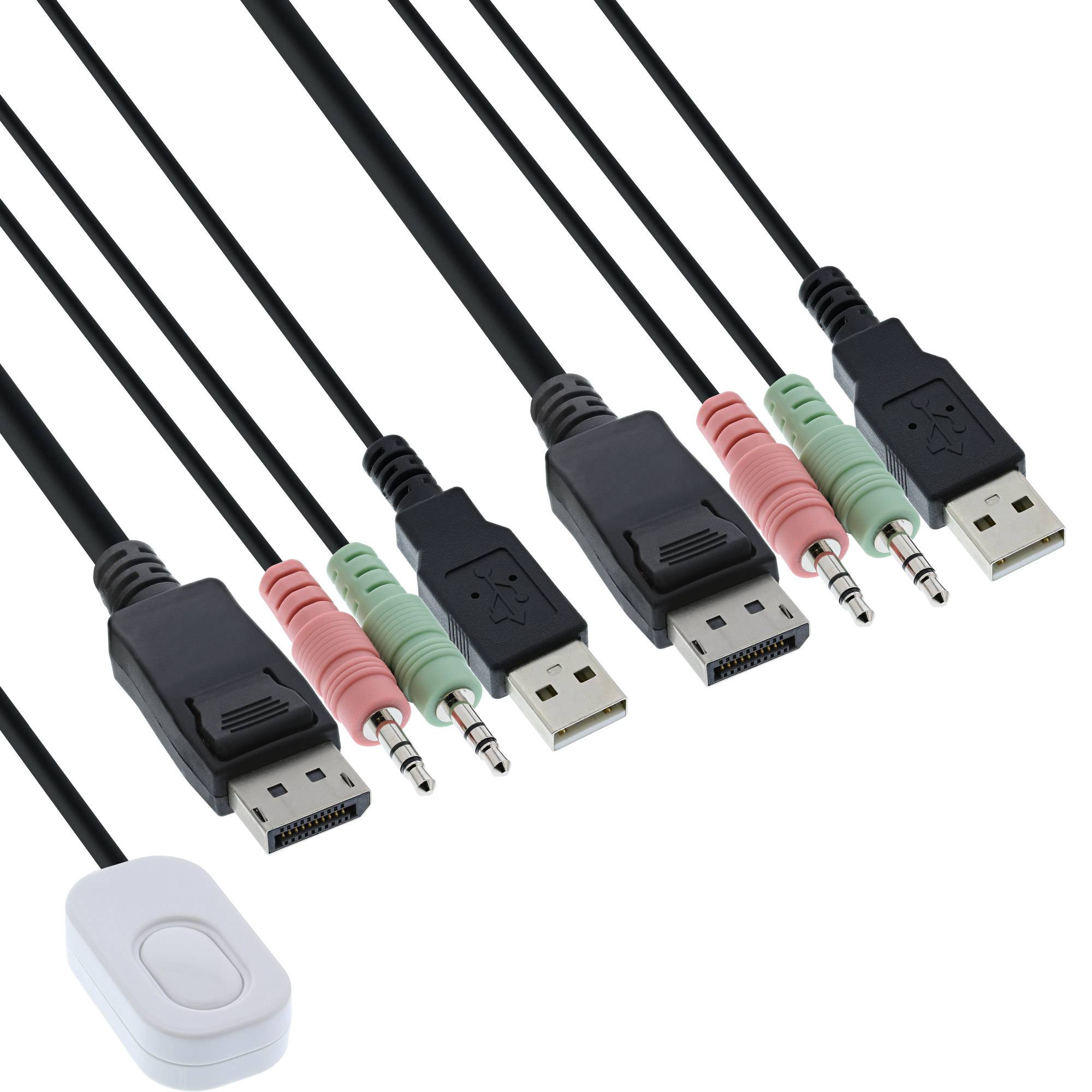 InLine® KVM Switch, 2-fach, Displayport 1.2, 4K, USB, mit Audio, integr. Kabel-2