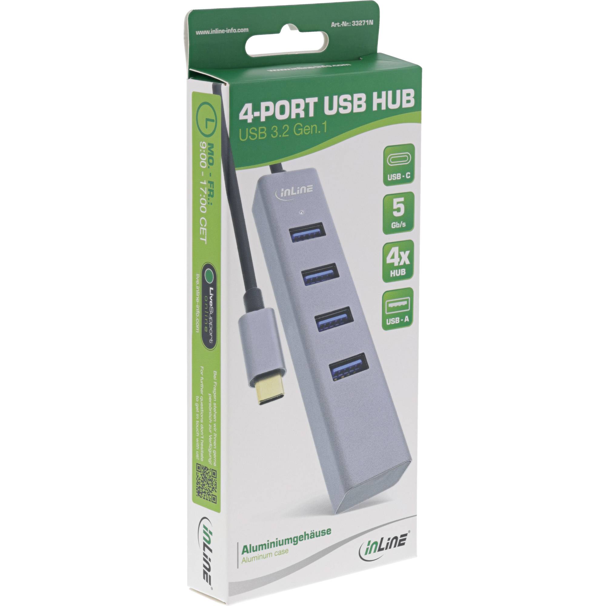 InLine® USB-C 3.2 Multi Hub (4x USB-A 5Gb/s), OTG, Aluminiumgehäuse-2