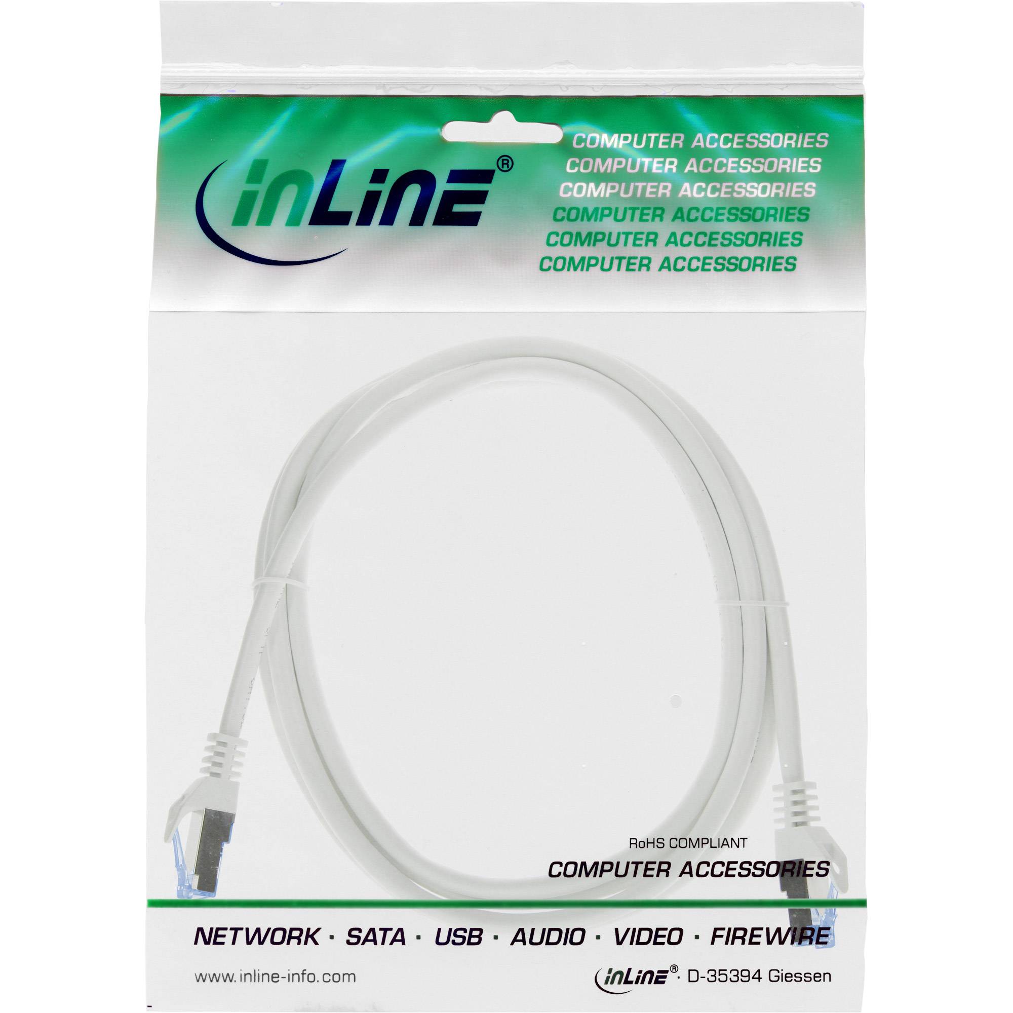 InLine® Patchkabel, Cat.6A, S/FTP, TPE flexibel, weiß, 0,5m-1