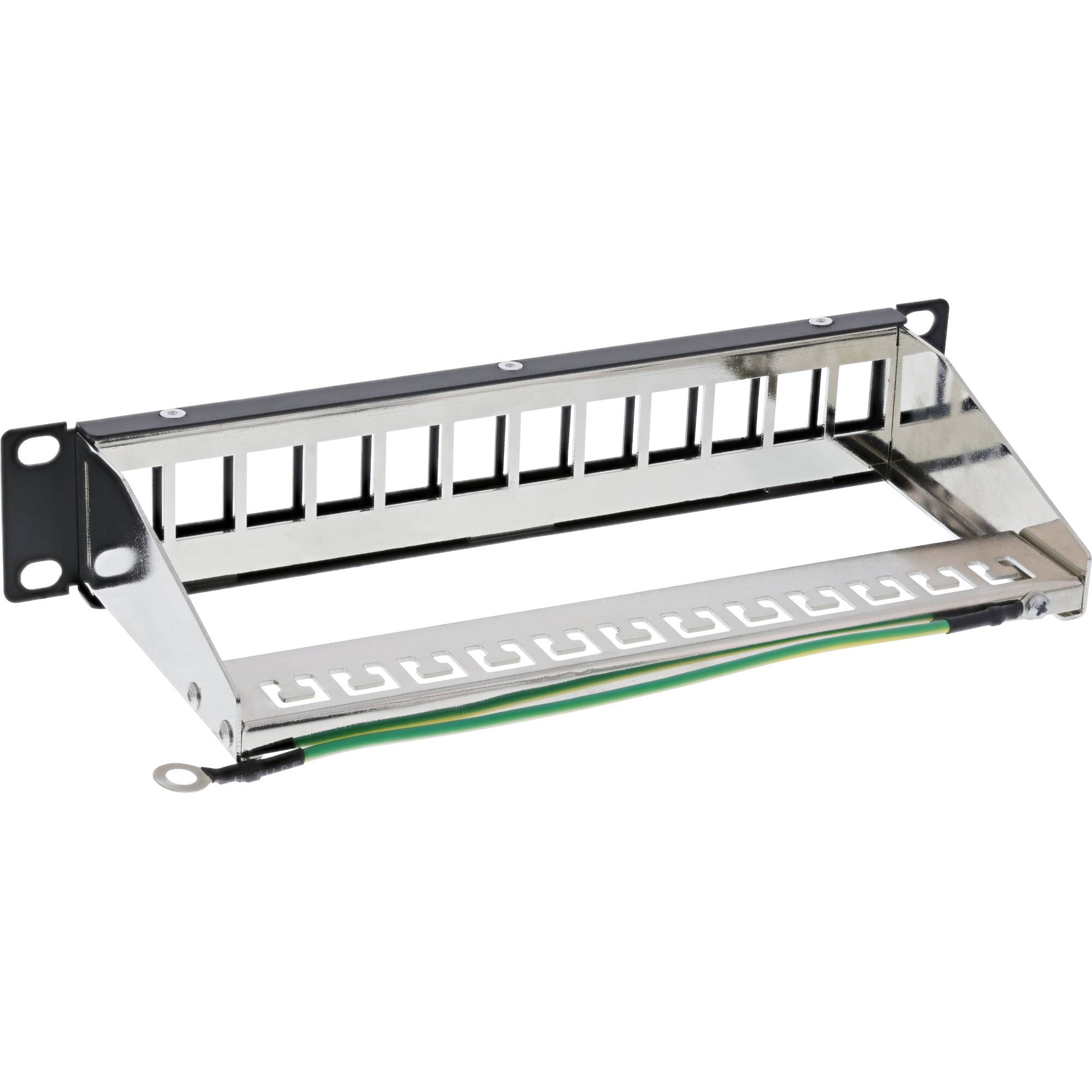 InLine® 10" Patchpanel Leerblech 12x, für Keystone Module, 1HE, RAL9005 schwarz-2
