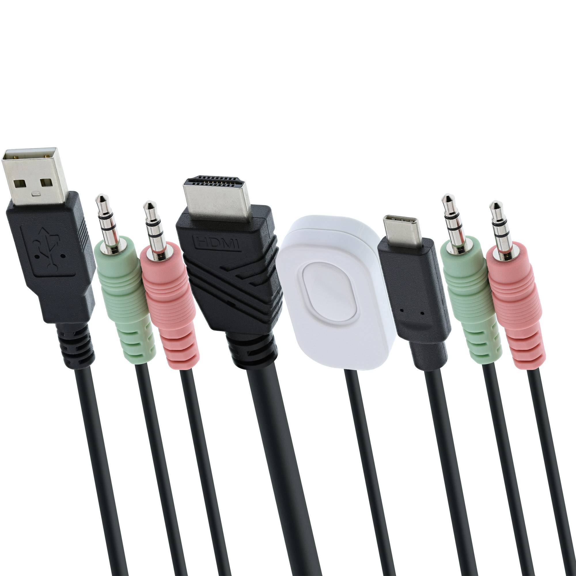 InLine® KVM Switch, 2-fach, USB-C + HDMI zu HDMI, 4K, mit Audio, integr. Kabel-1