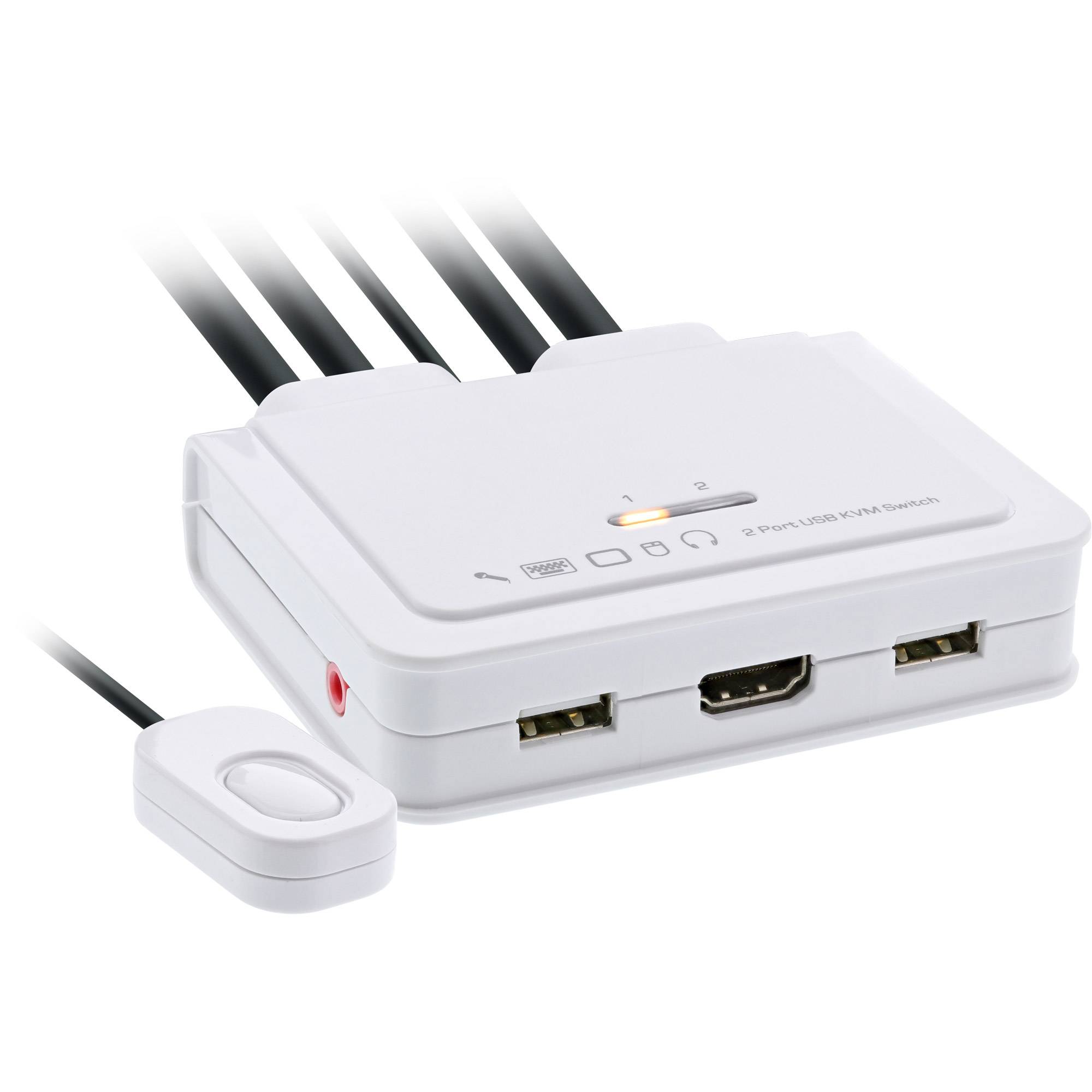 InLine® KVM Switch, 2-fach, HDMI, 4K, USB, mit Audio, integr. Kabel-0
