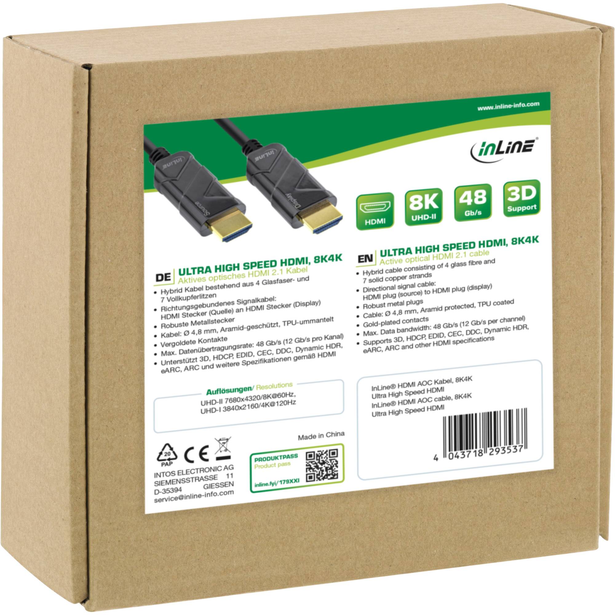 InLine® HDMI AOC Kabel, Ultra High Speed HDMI Kabel, 8K4K, schwarz, 15m-2