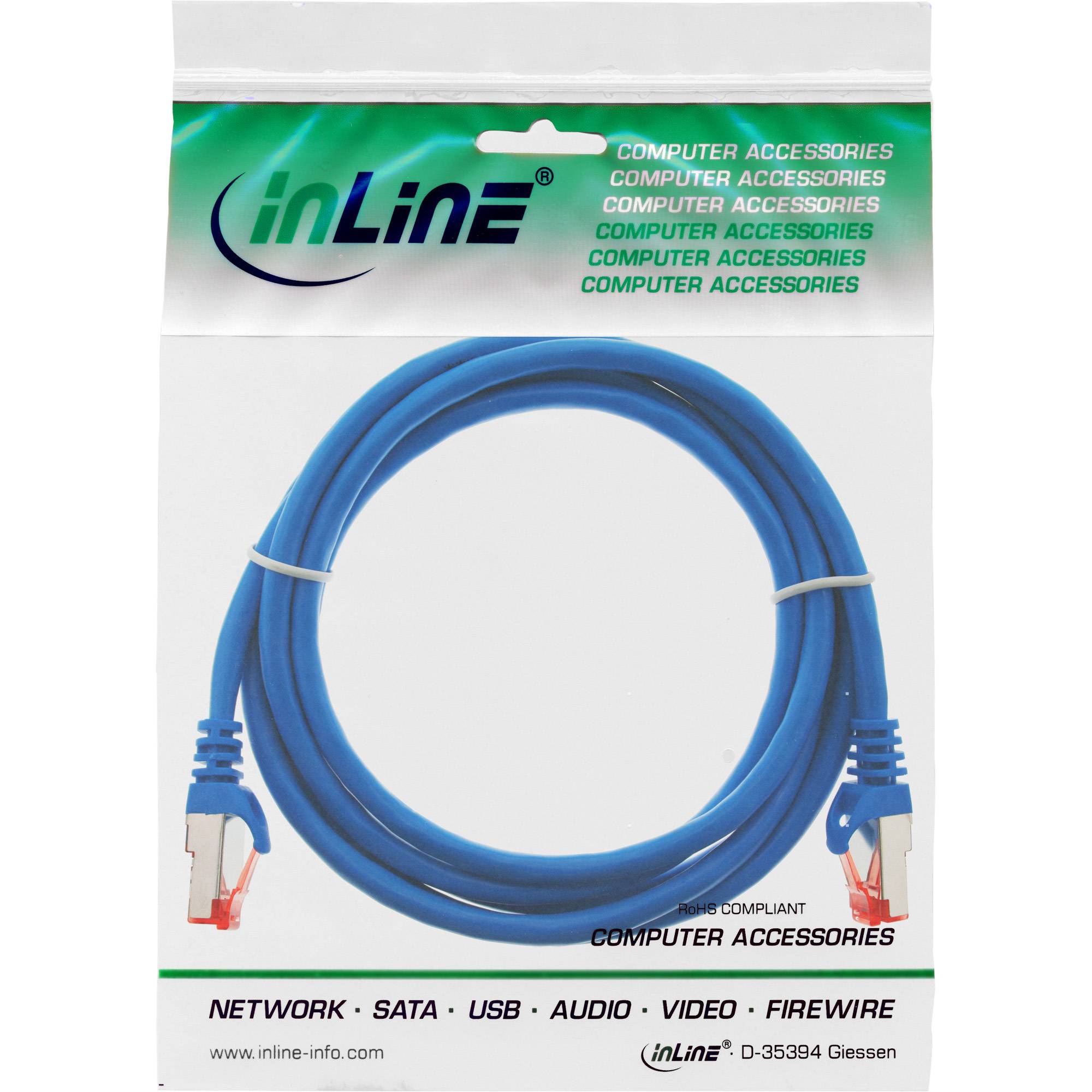 InLine® Patchkabel, S/FTP (PiMf), Cat.6, 250MHz, PVC, Kupfer, blau, 1m-2