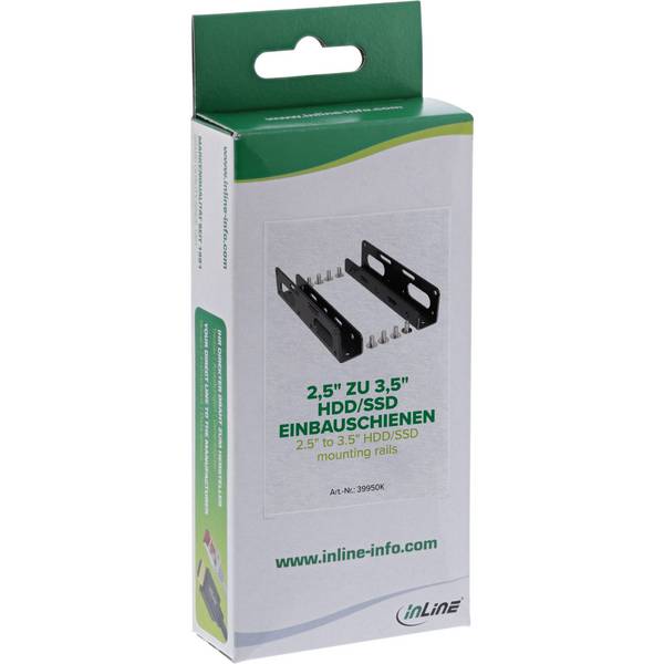 InLine® HDD/SSD Einbauschienen, 6,35cm (2,5") zu 8,89cm (3,5"), schwarz