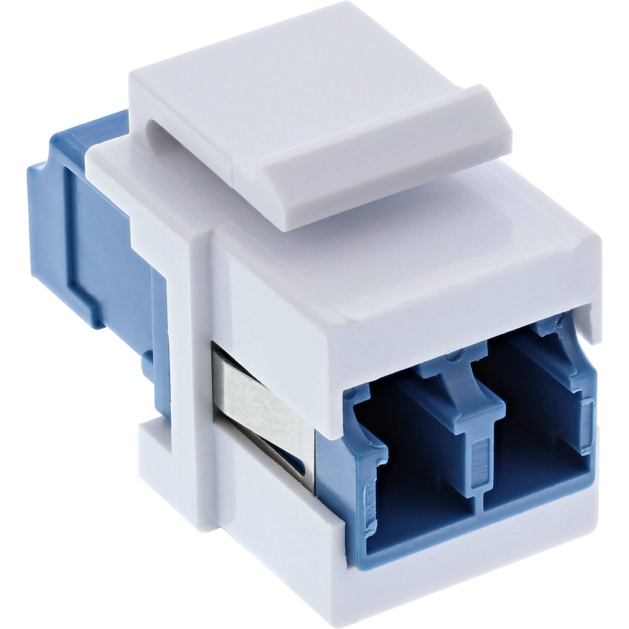 InLine® LWL Keystone Snap-in Kupplung weiß, Duplex LC/LC, SM, blau, Keramikhülse-0