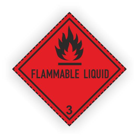 Gefahrzettel Klasse 3, FLAMMABLE LIQUID, Aufkleber, Folie, 100 x 100 mm, 10 St./ VE-0