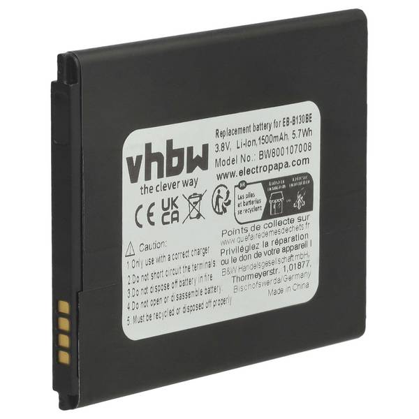 vhbw Akku kompatibel mit Samsung Galaxy SM-G313H | SMG310RZAD-BBY, SM-G313, SM-G310HN, SM-G310H Handy Smartphone Telefon