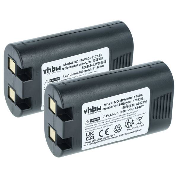 vhbw 2x Akku kompatibel mit Dymo LabelManager 420P | 360D Drucker Kopierer Scanner Etiketten-Drucker (1600 mAh, 7,4 V