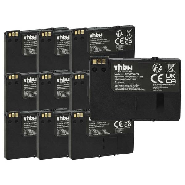 vhbw 10x Akku kompatibel mit Swisscom Top S600 | Handy Smartphone Telefon (850 mAh, 3,7 V, Li-Ion)
