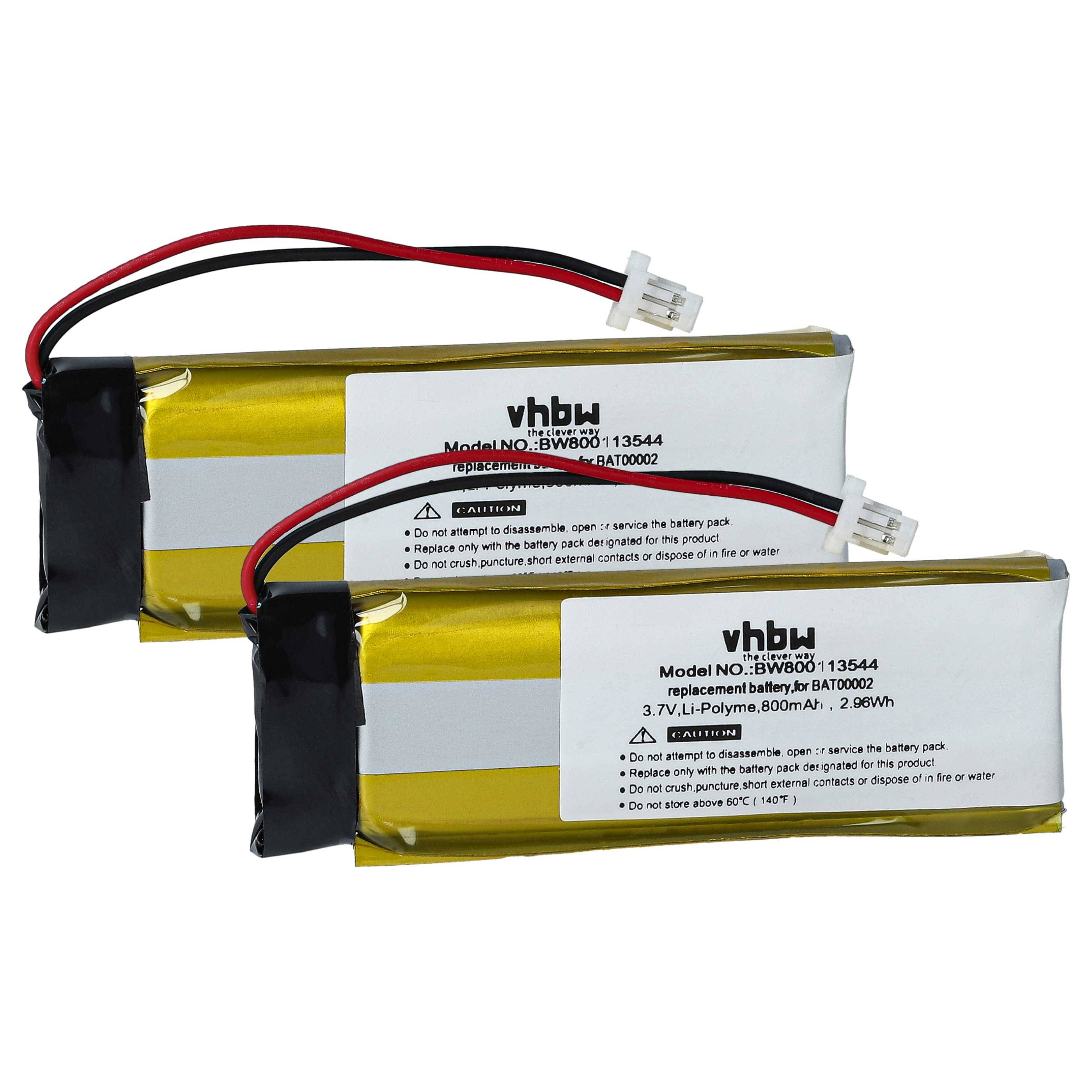 vhbw 2x Akku kompatibel mit Schuberth C3 | GPS Navigation Navi (800 mAh, 3,7 V, Li-Polymer)-0