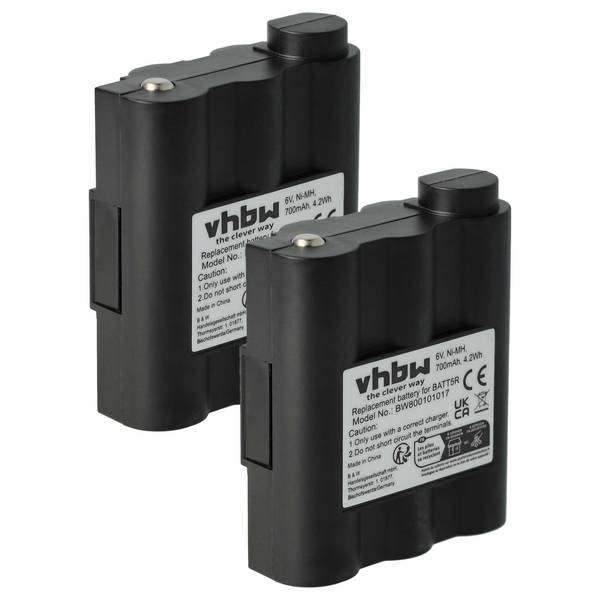 vhbw 2x Akku Ersatz für Alan / Midland BATT5R | PB-ATL/G7 für Funkgerät, Walkie Talkie (700 mAh, 6 V, NiMH)