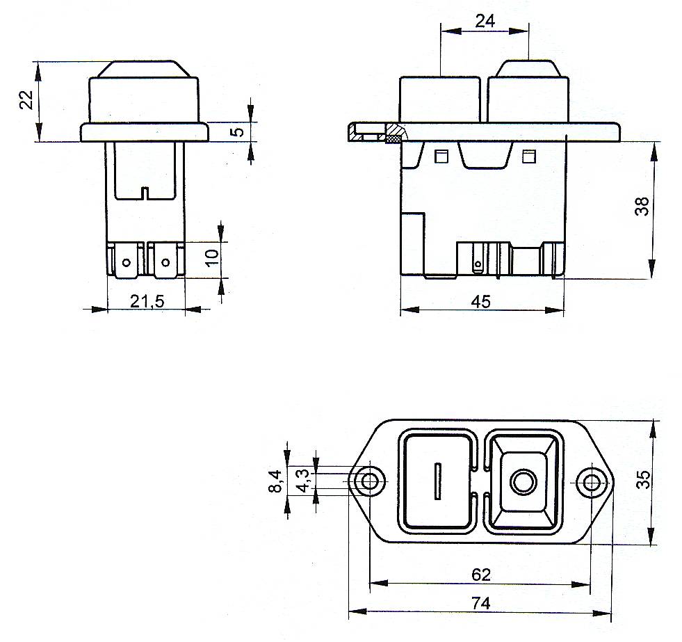 306P303.02 Einbauschalter zweipolig Tripus-1
