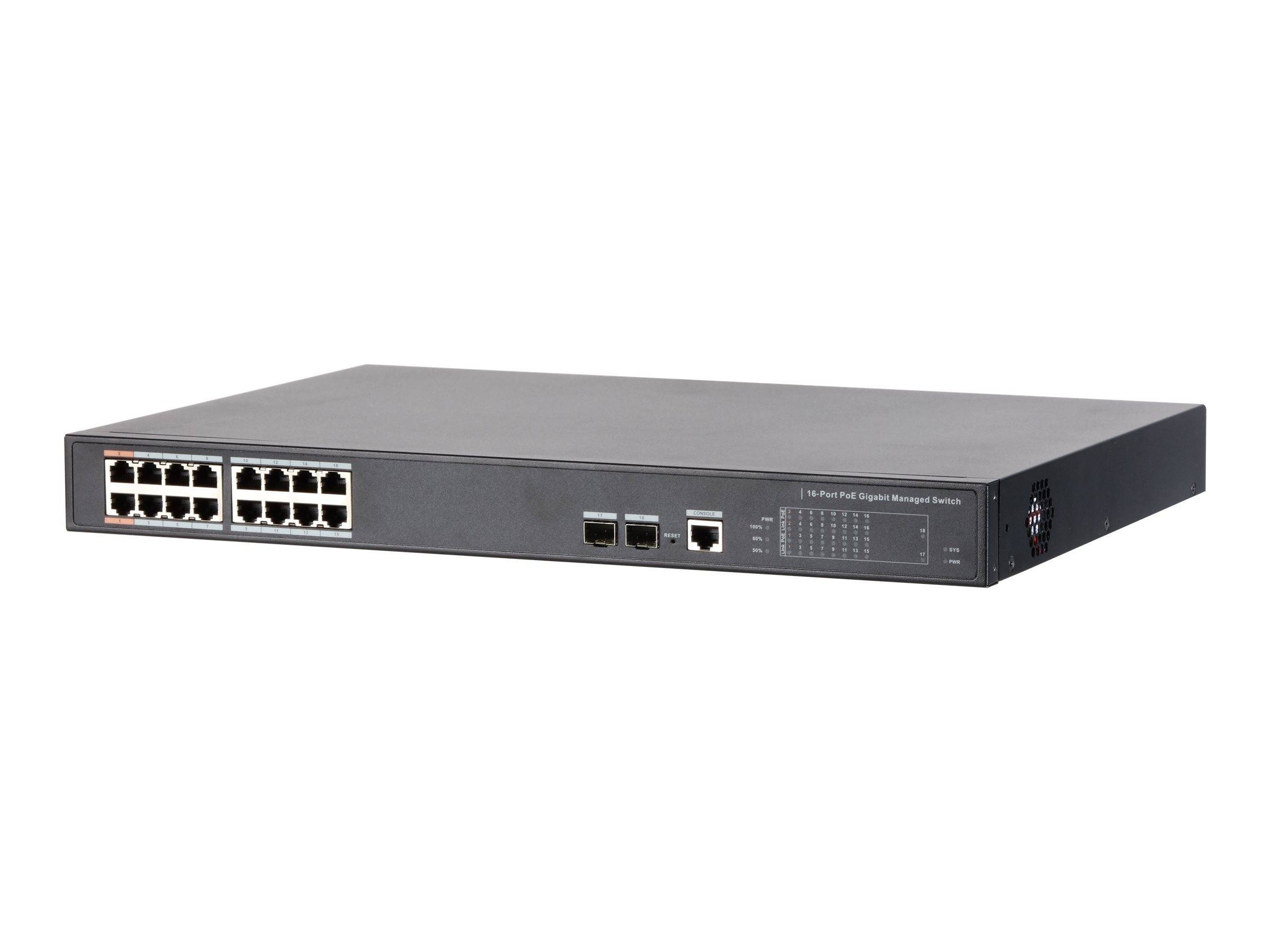 Dahua Technology PoE DH-PFS4218-16GT-240, Managed, Gigabit Ethernet (10/100/1000), Power over Ethernet (PoE), Rack-Einba-0