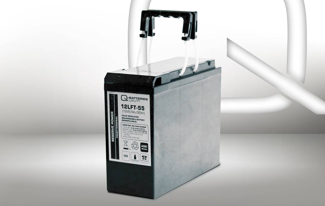 Q-Batteries 12LFT-55 12V 55Ah AGM Frontterminal Blei Akku 12-Jahrestyp VRLA-2