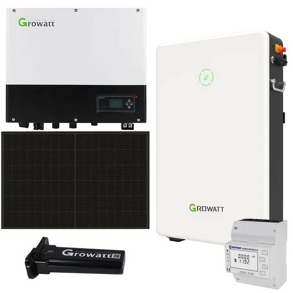 Growatt SPH3000TL BL-UP 3kWp PV Komplettanlage mit Glas Glas Modulen und 6,5 kWh Solarspeicher