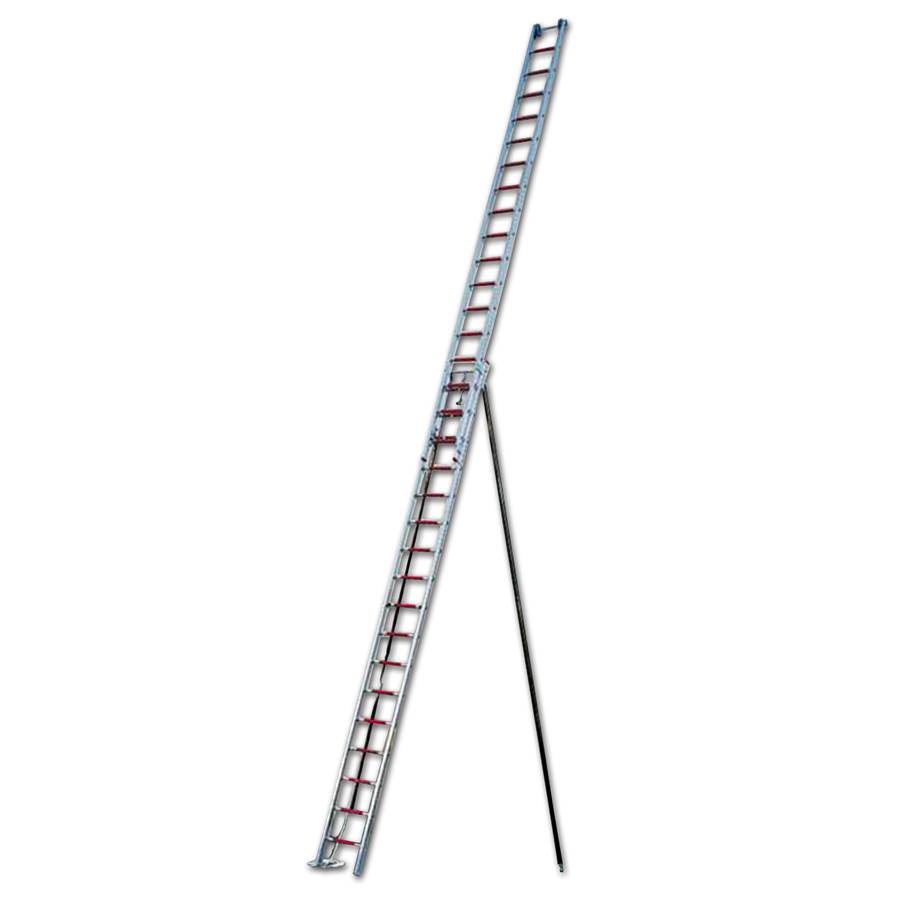 Seilzugleiter Aluminium, 3-teilig, 2 x 17 Sprossen, mit Stützen-0