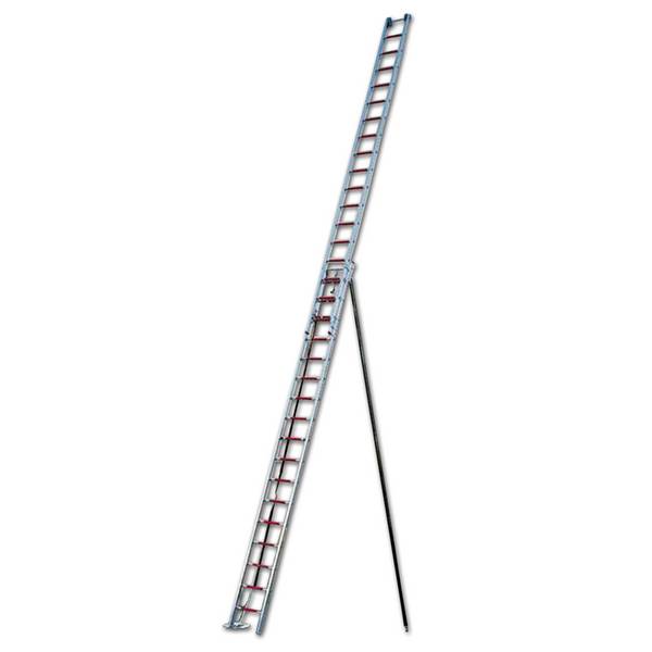 Seilzugleiter Aluminium, 3-teilig, 2 x 17 Sprossen, mit Stützen