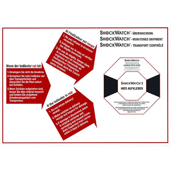 Stoßindikatoren Shockwatch® 2 inkl. Label VE 25 Stk 10 g/50 ms türkis. 80722549 807225 49 (sho2-gr)-3