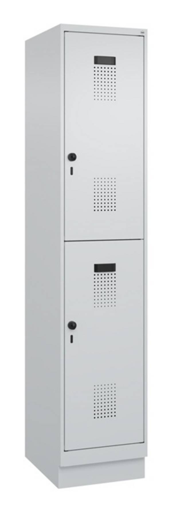 Garderobenschrank Evolo PLUS Sockel 400mm lichtgrau/lichtgrau 2 Abt.C+P