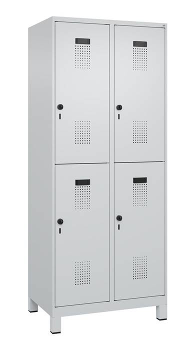 Garderobenschrank Evolo PLUS Füße 800mm lichtgrau/lichtgrau 4 Abt.C+P-0