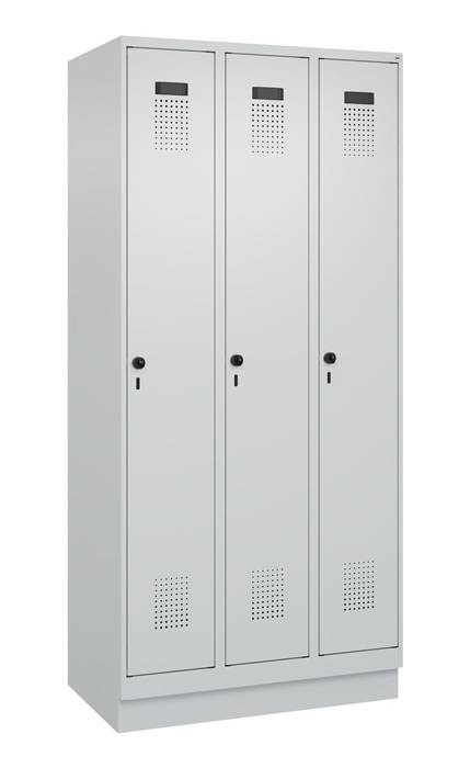 Garderobenschrank Evolo PLUS Sockel 900mm lichtgrau/lichtgrau 3 Abt.C+P-0