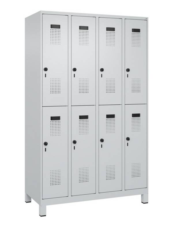 Garderobenschrank Evolo PLUS Füße 1200mm lichtgrau/lichtgrau 8 Abt.C+P