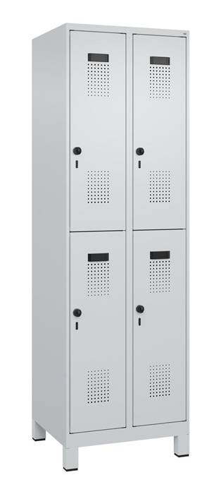 Garderobenschrank Evolo PLUS Füße 600mm lichtgrau/lichtgrau 4 Abt.C+P-0
