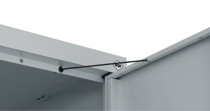 Garderobenschrank Evolo PLUS Bodengleiter 1200mm lichtgrau/enzianblau 4 Abt.C+P-1