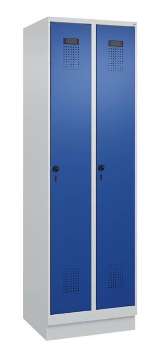 Garderobenschrank Evolo PLUS Sockel 600mm lichtgrau/enzianblau 2 Abt.C+P-0