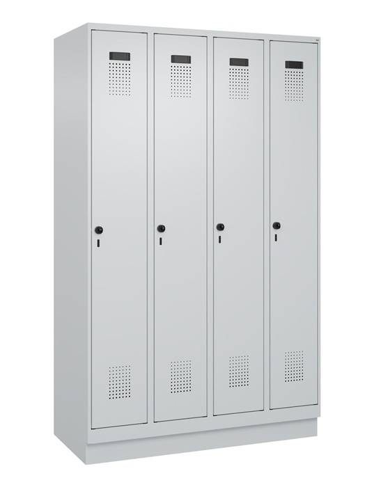 Garderobenschrank Evolo PLUS Sockel 1200mm lichtgrau/lichtgrau 4 Abt.C+P-0