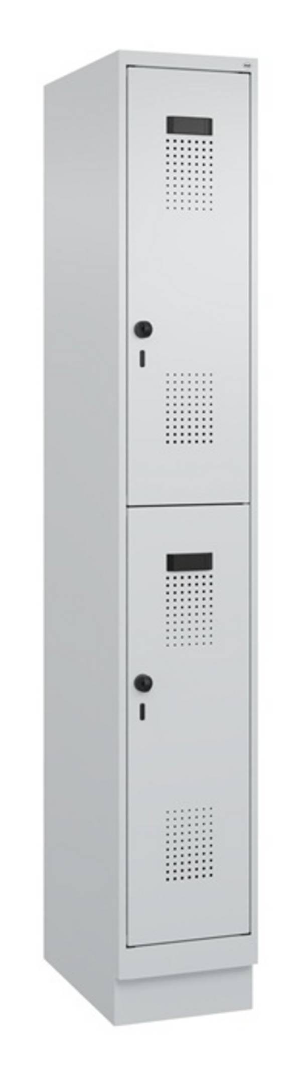 Garderobenschrank Evolo PLUS Sockel 300mm lichtgrau/lichtgrau 2 Abt.C+P