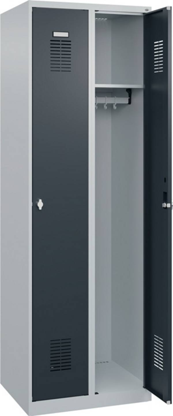 Garderobenschrank Ser.Basis-PLUS H1850xB600xT500mm lichtgrau/anthrazitgrau 2Abt.