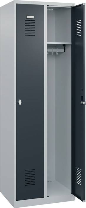 Garderobenschrank Ser.Basis-PLUS H1850xB600xT500mm lichtgrau/anthrazitgrau 2Abt.-0