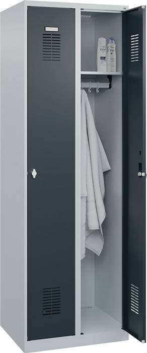 Garderobenschrank Ser.Basis-PLUS H1850xB600xT500mm lichtgrau/anthrazitgrau 2Abt.-2