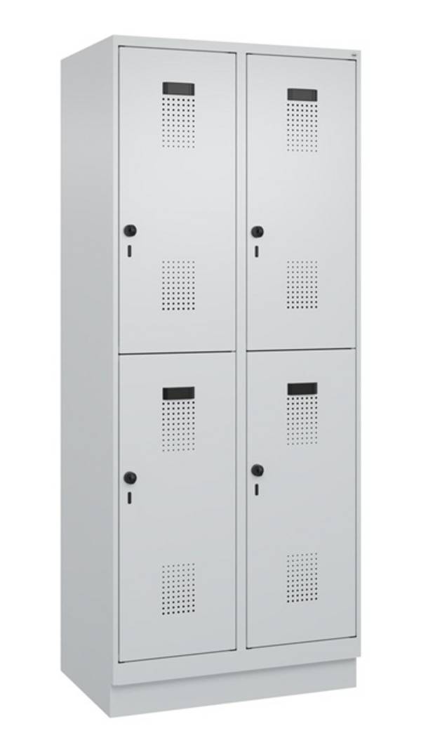 Garderobenschrank Evolo PLUS Sockel 800mm lichtgrau/lichtgrau 4 Abt.C+P