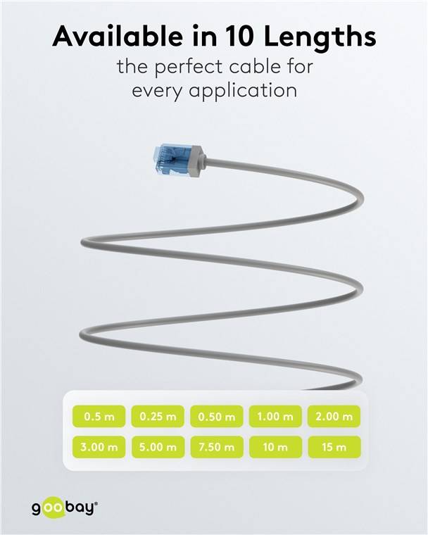 Goobay 74220 CAT 6A Slim Kabel Netzwerkkabel RJ45 Stecker 500 MHz Kupfer Patchkabel Ethernet LAN Kabel U/UTP Grau 0,25m-4