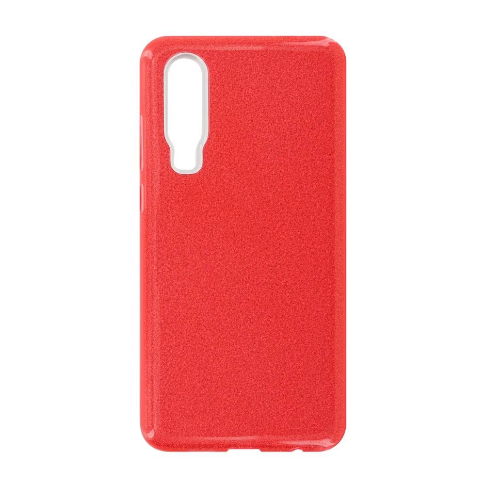 Silikon Handyhülle für Huawei P30 Rot Glitzernde Schutz Case cnt1288-0