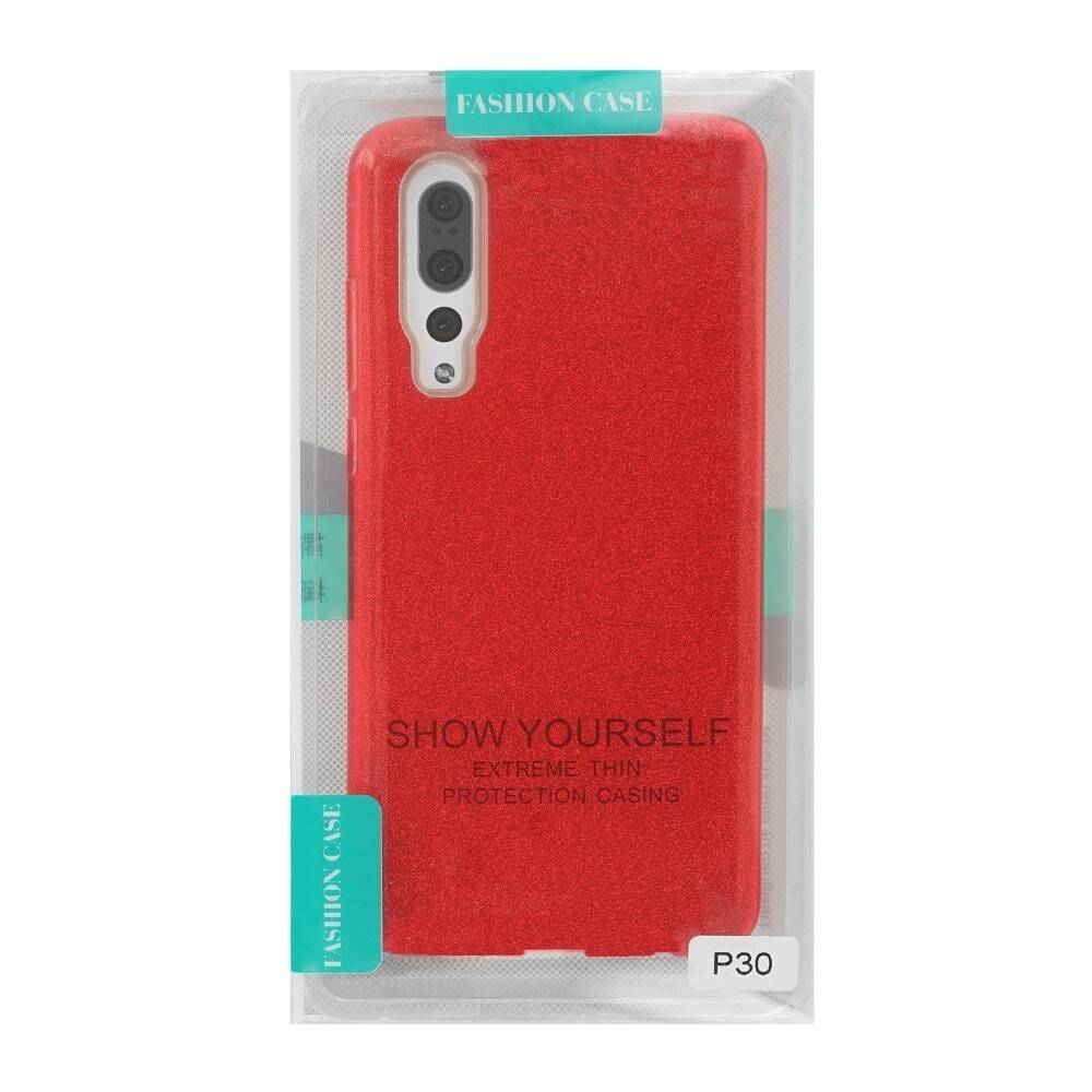 Silikon Handyhülle für Huawei P30 Rot Glitzernde Schutz Case cnt1288-1