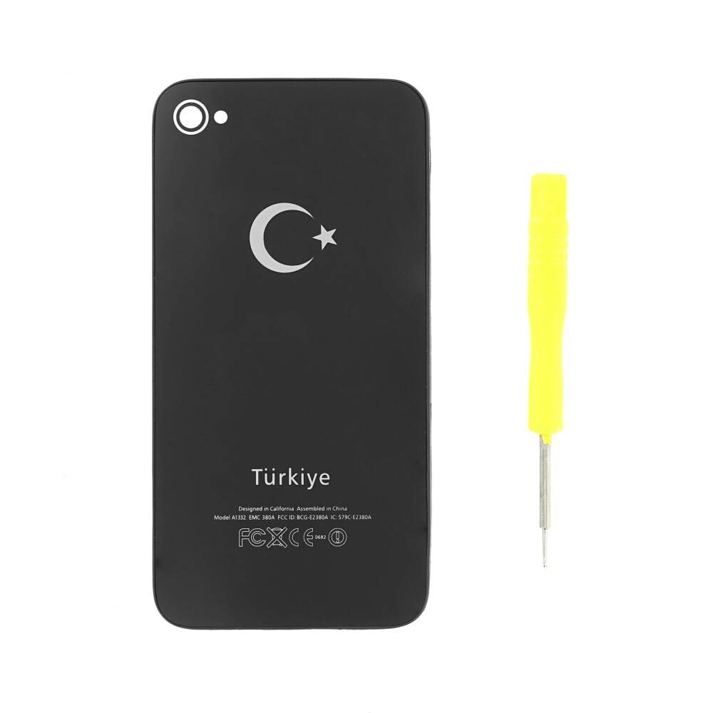 für iPhone 4s Akkudeckel Backcover schwarz Türkeilogo Rückseite-0