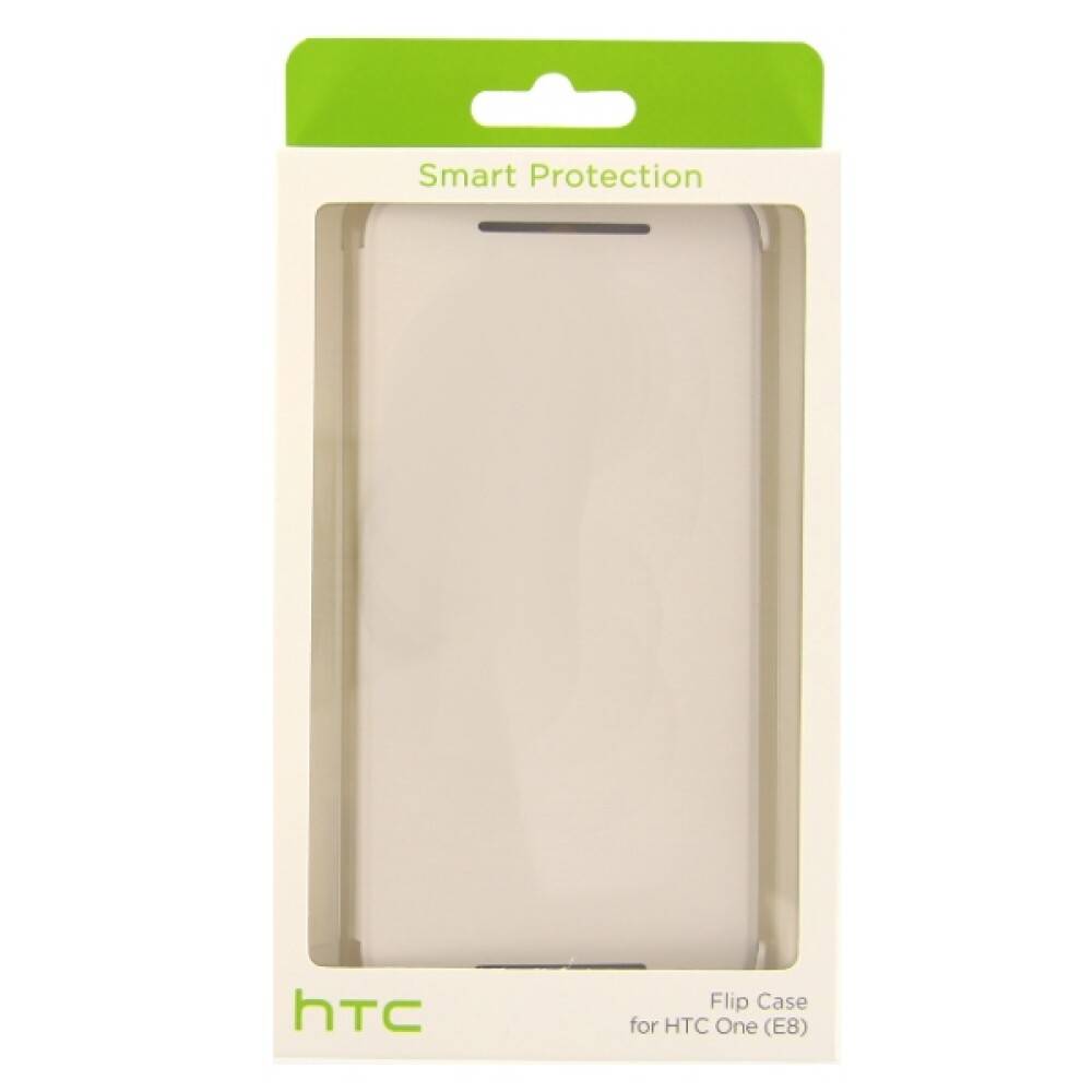Original Flip Cover Handyhülle für HTC One E8 Weiß Schutz HCV980-3