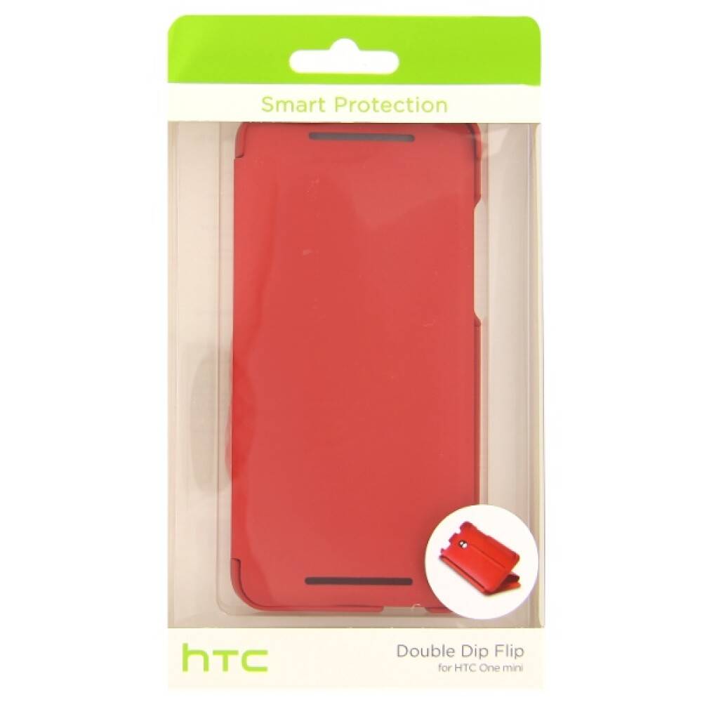 Original Flip Case Handyhülle für HTC One Mini Rot HCV851-4
