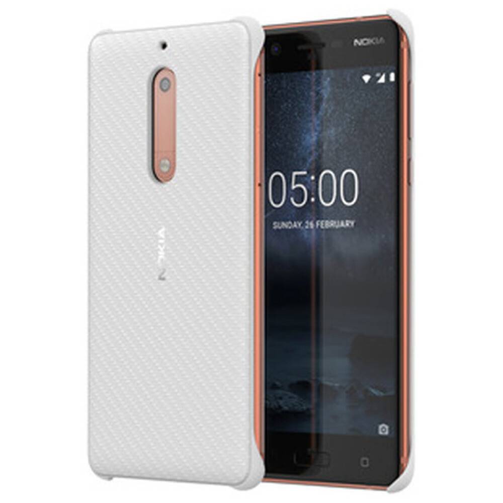 Original Carbon Handyhülle für Nokia 5 Pearl White 1A21M1D00VA-0