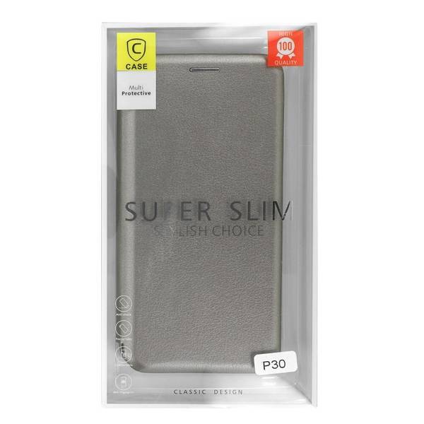 Flip Schutzhülle für Huawei P30 Grau Handyhülle Tasche Schutz Case cnt1276