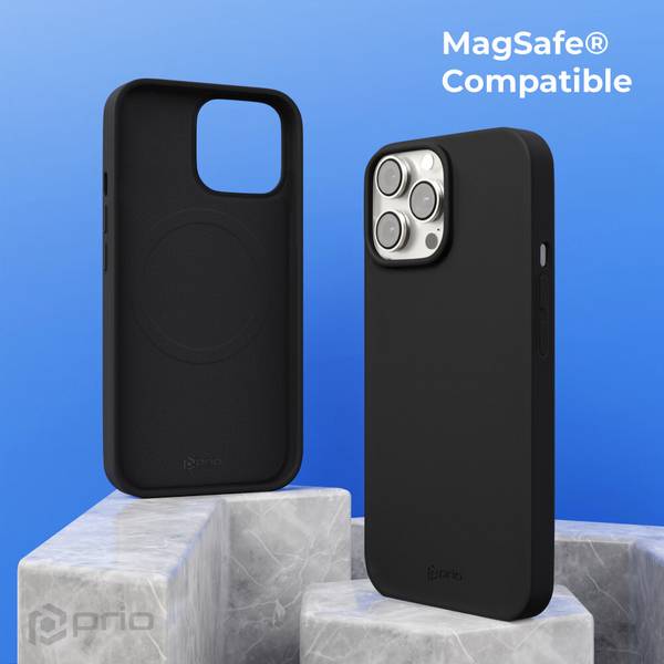 prio Silikonschutzhülle MAG für iPhone 15 (6,1 Zoll) schwarz
