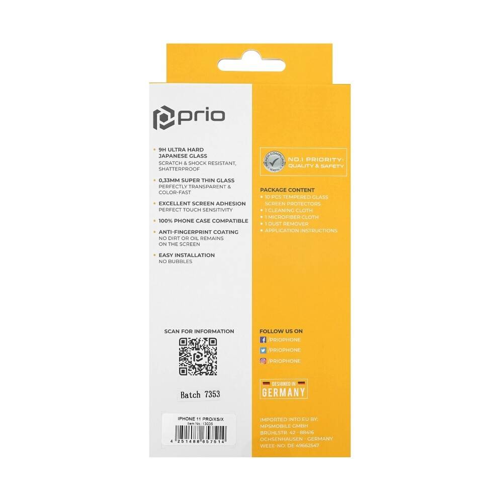 prio 10x 3D Displayschutzglas für iPhone 11 Pro/XS/X schwarz-2