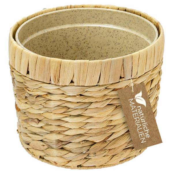 HMF Innovativer Blumentopf aus Wasserhyazinthe, mit Pflanztopf aus nachhaltigen Rohstoffen, Rund, 19 cm Durchmesser